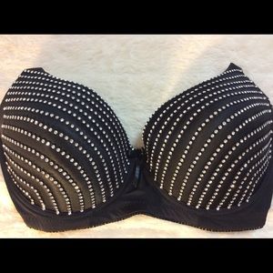 New Sexy Black Bling Push Up Bra 36DDD